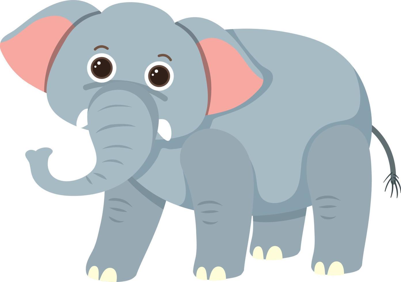 Cute elephant in flat cartoon style vector