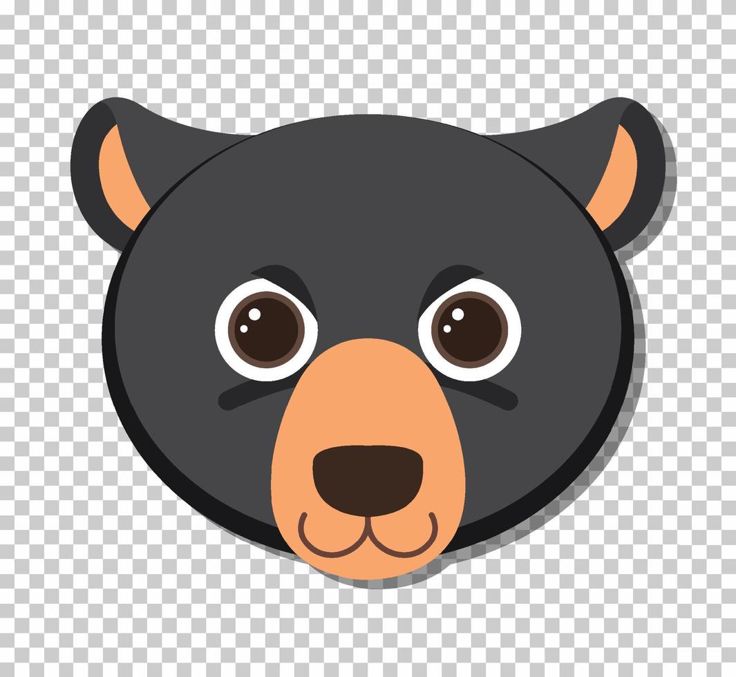 Cute black bear head in flat cartoon style vector