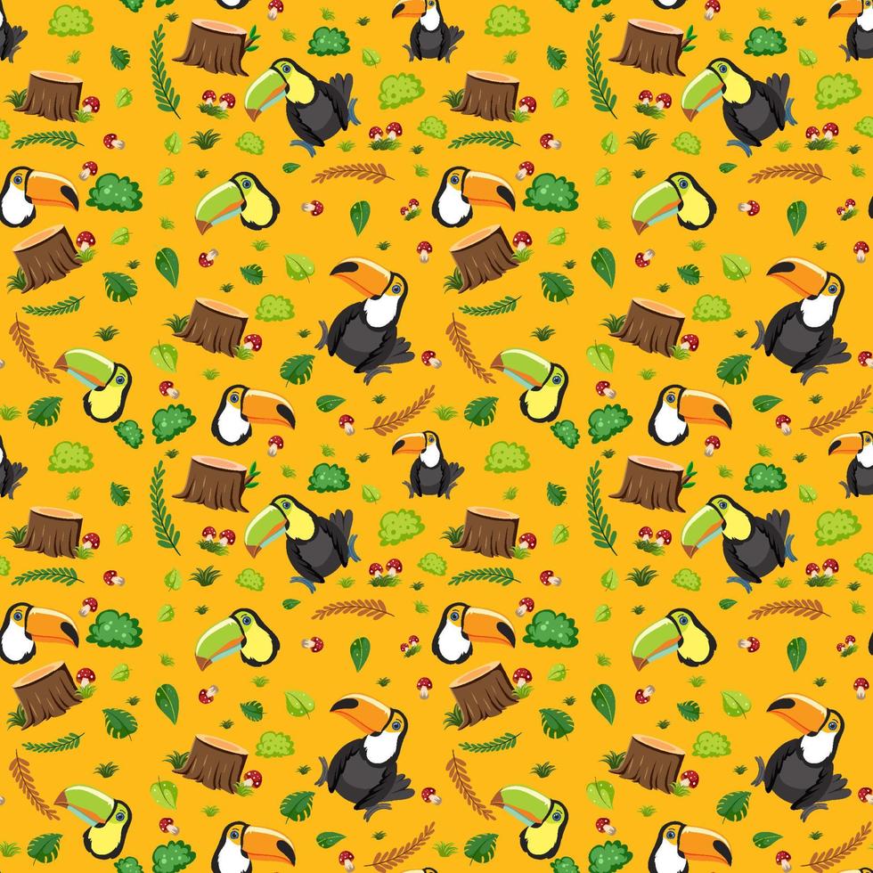 Cute toucan bird seamless pattern vector
