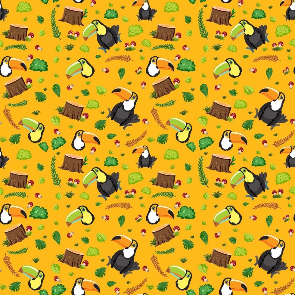 Cute toucan bird seamless pattern vector