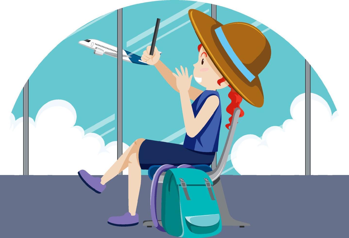 Simple character of tourist woman vector