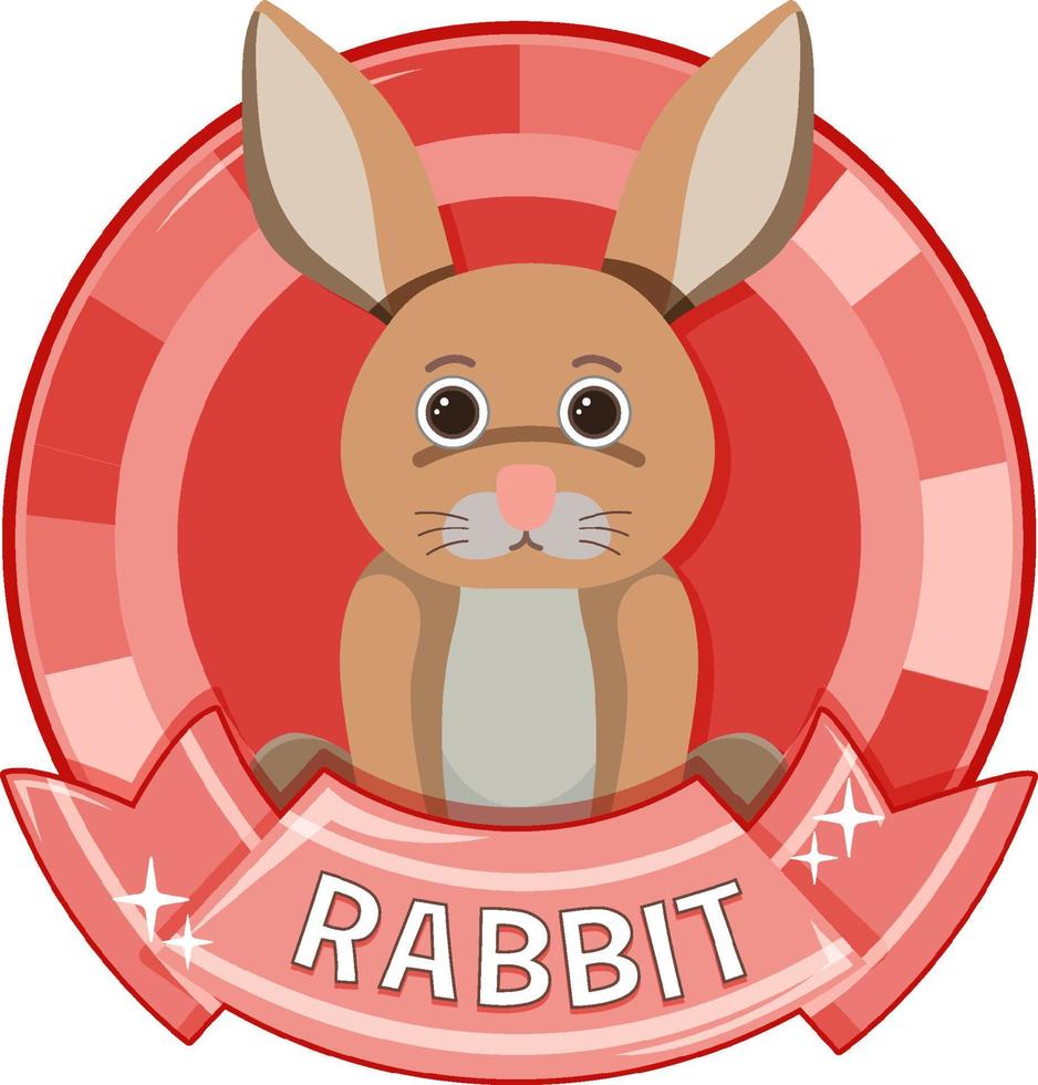 Cute rabbit cartoon badge vector