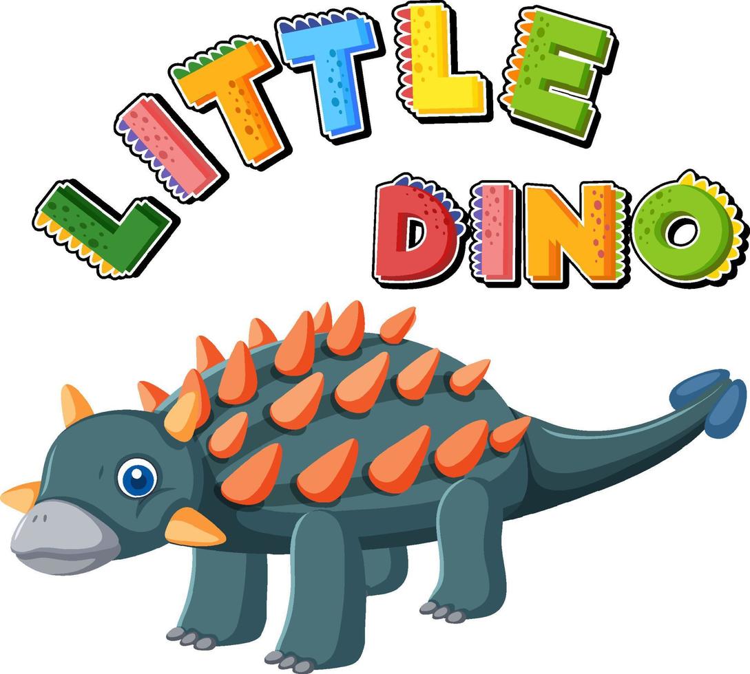 Little cute ankylosaurus dinosaur cartoon character vector