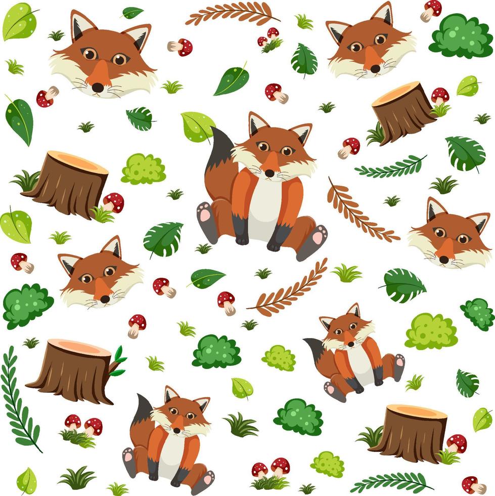 Cute fox seamless pattern vector