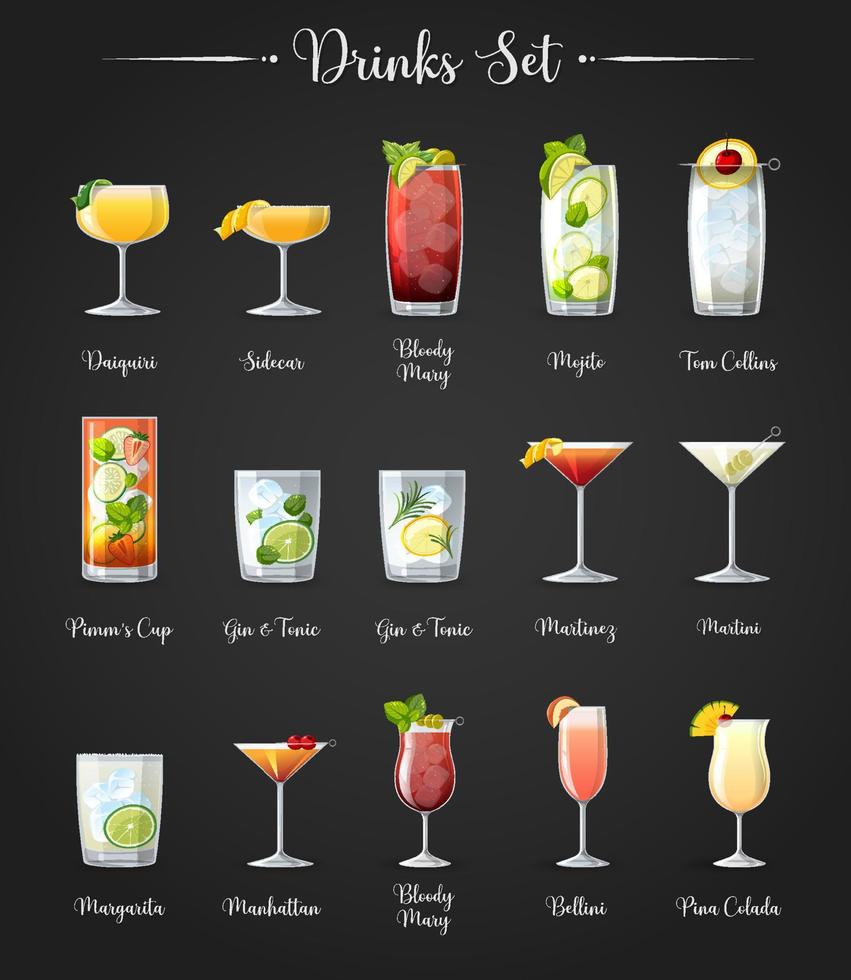 Cocktail menu poster design vector