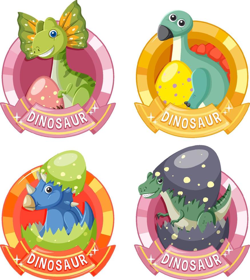 conjunto de lindos personajes de dibujos animados de dinosaurios vector