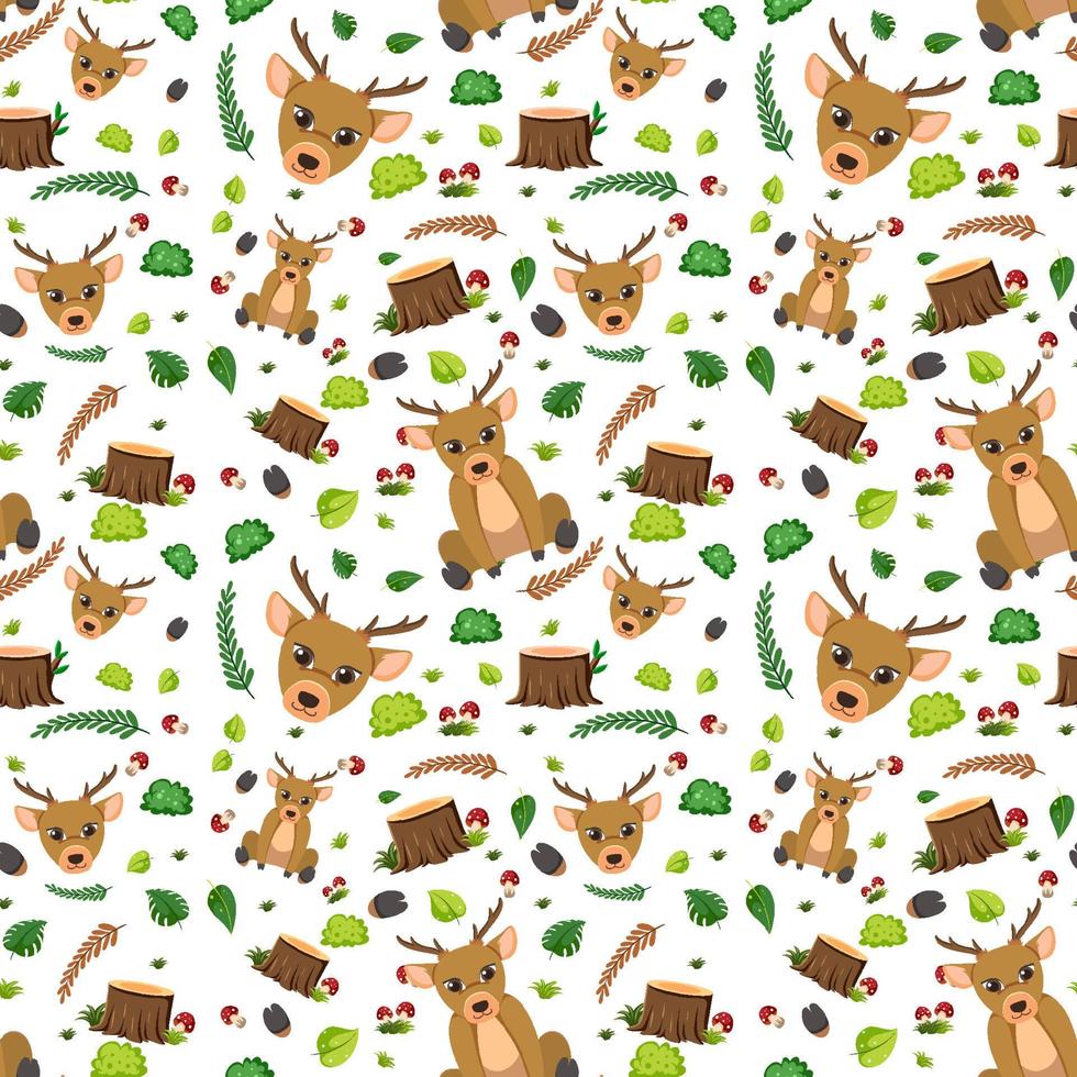 Deer cute animal seamless pattern vector