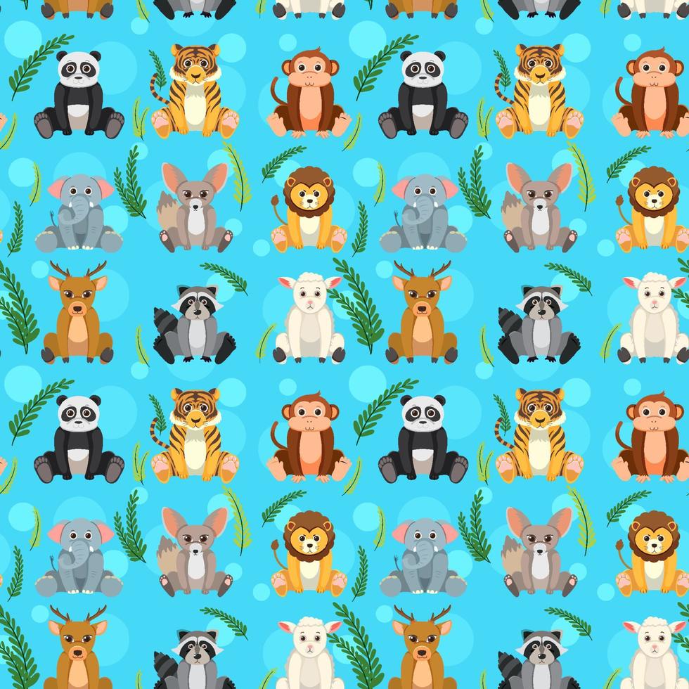 Cute animals seamless pattern vector
