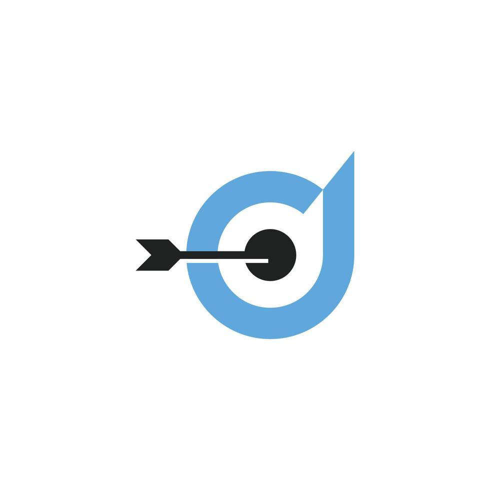 Initial Letter D with target flat vector icon.