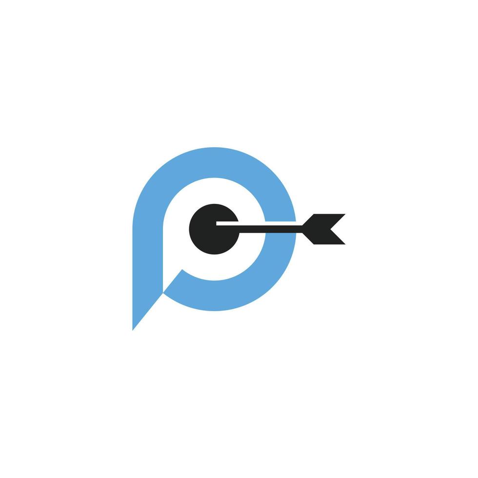 Initial Letter P with target flat vector icon.