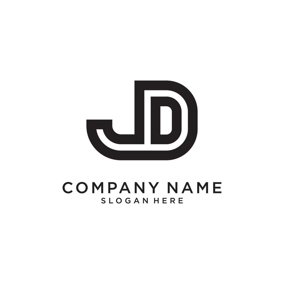 JD or DJ initial letter logo design template. vector