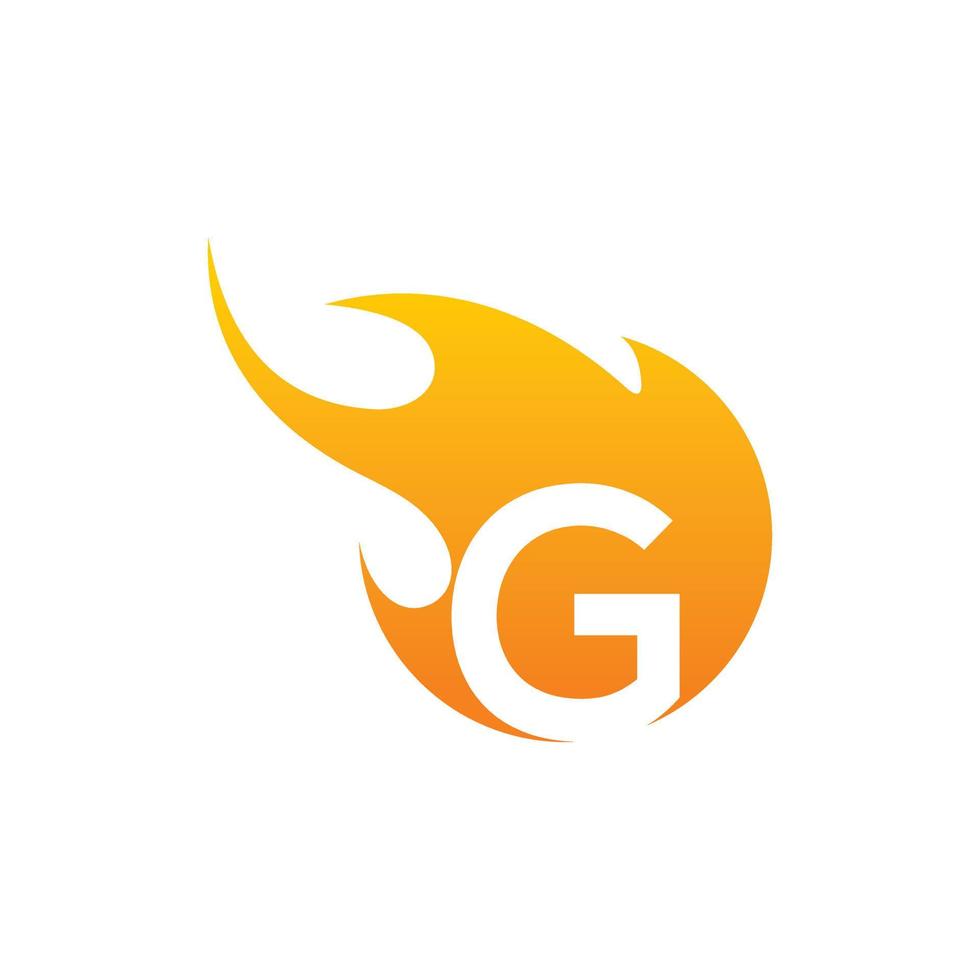 Initial G letter with fire logo Vector design.