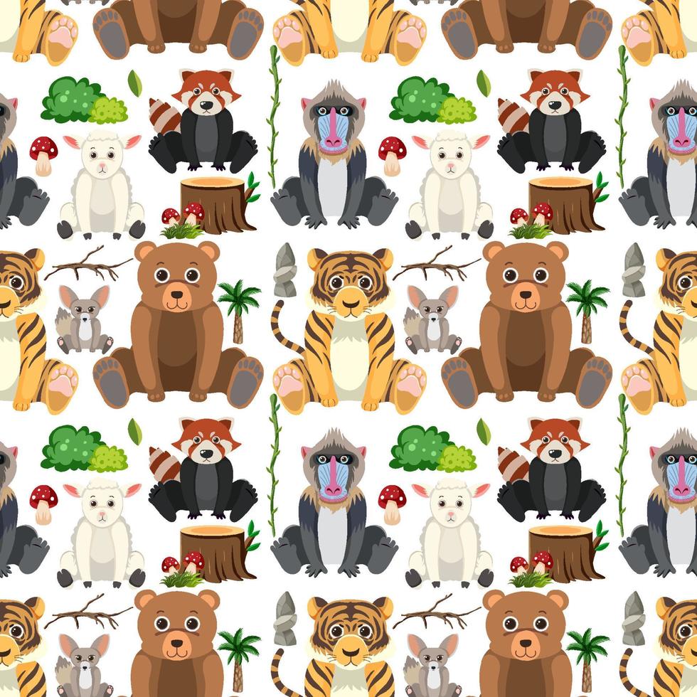 Cute animals seamless pattern vector