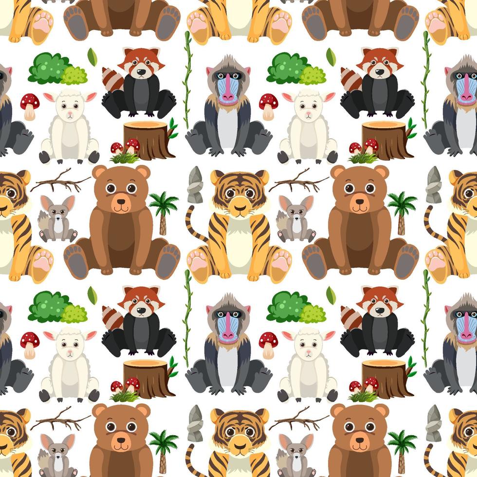 Cute animals seamless pattern vector