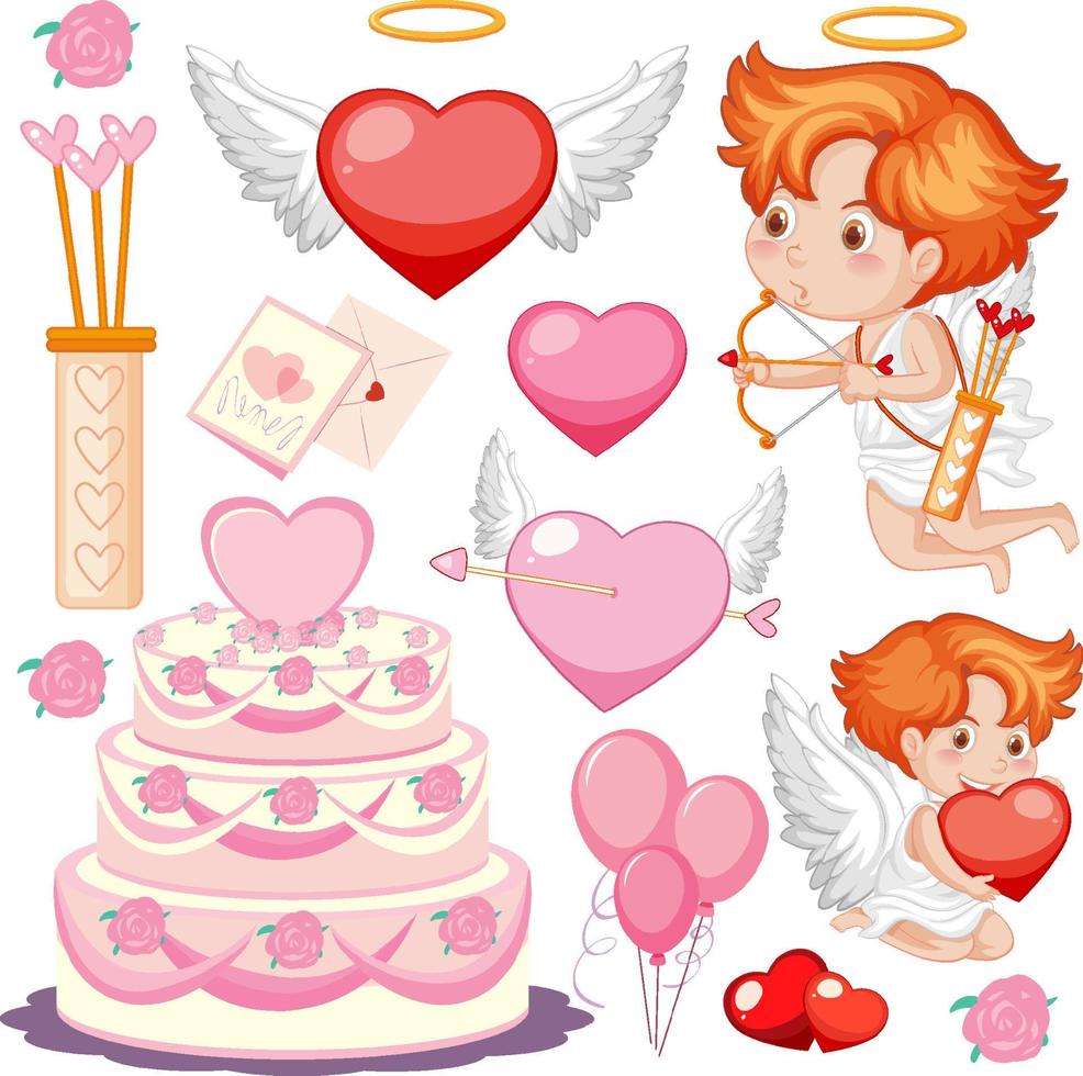 Little cupid and heart seamless pattern vector