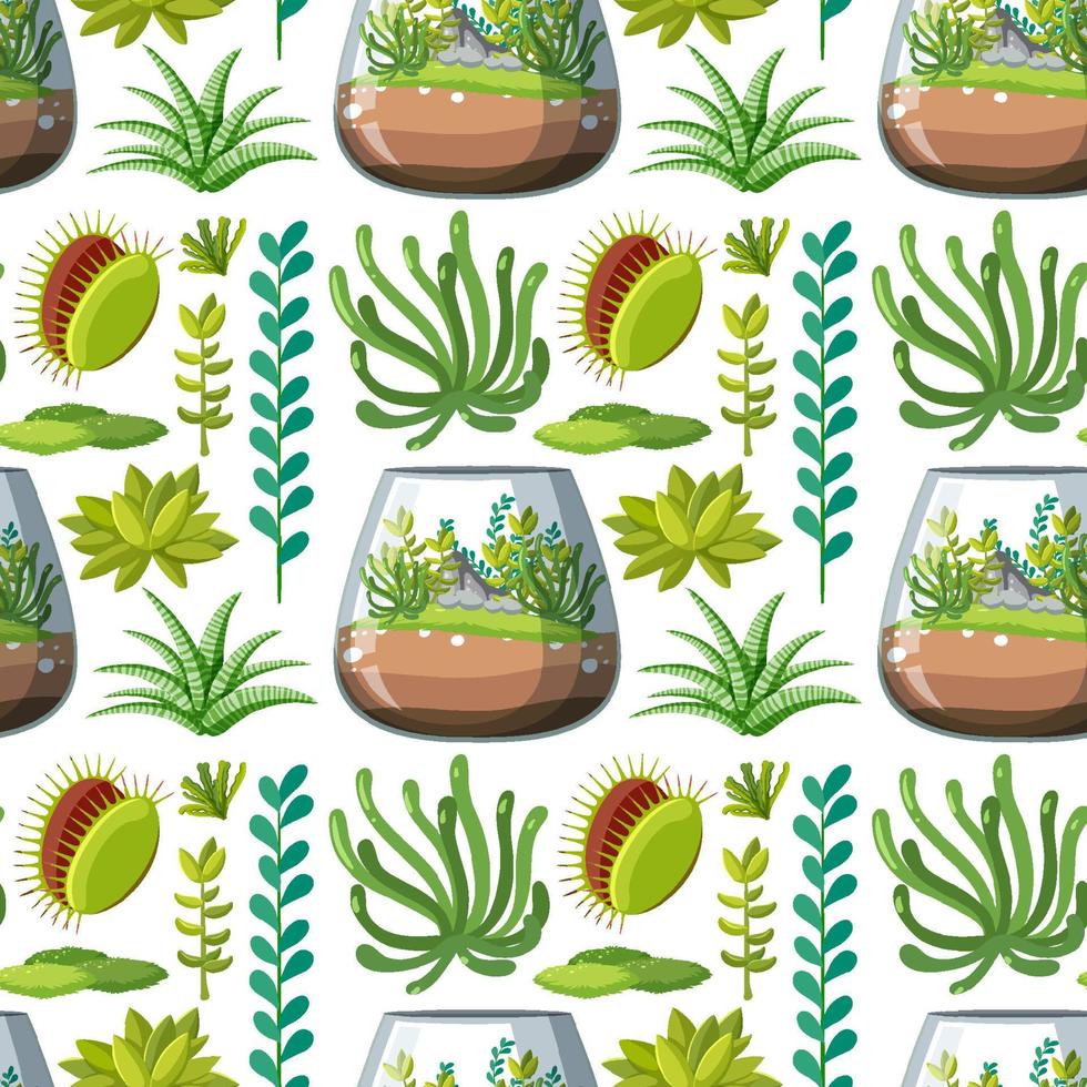 Various plants seamless pattern vector
