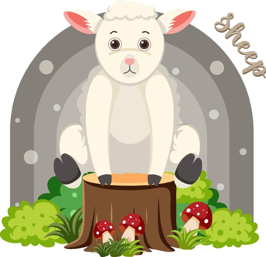 Cute sheep in cartoon flat style vector