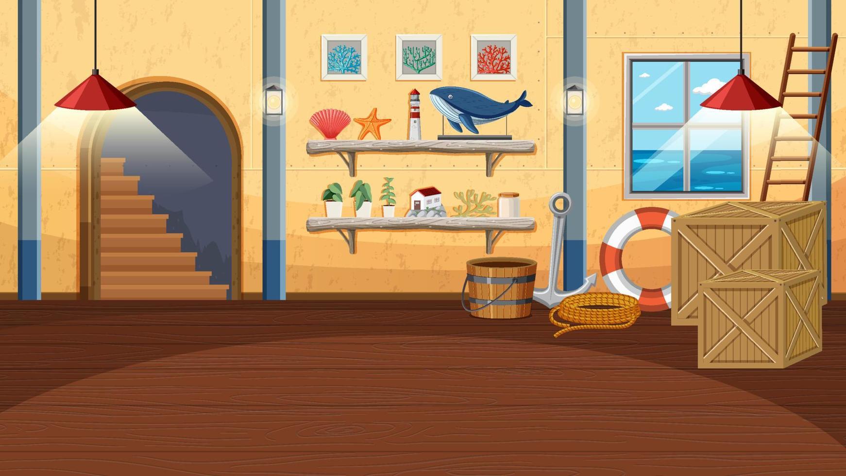 A beach house interior vector