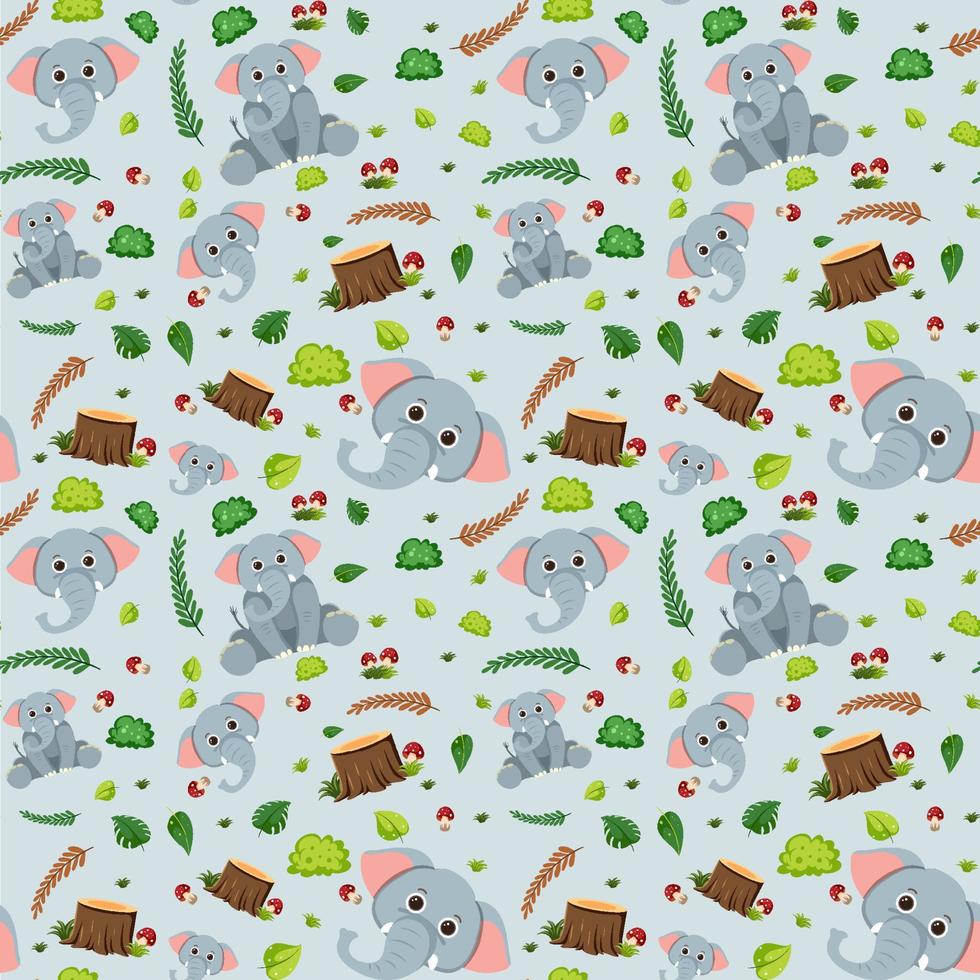 Elephant cute animal seamless pattern vector