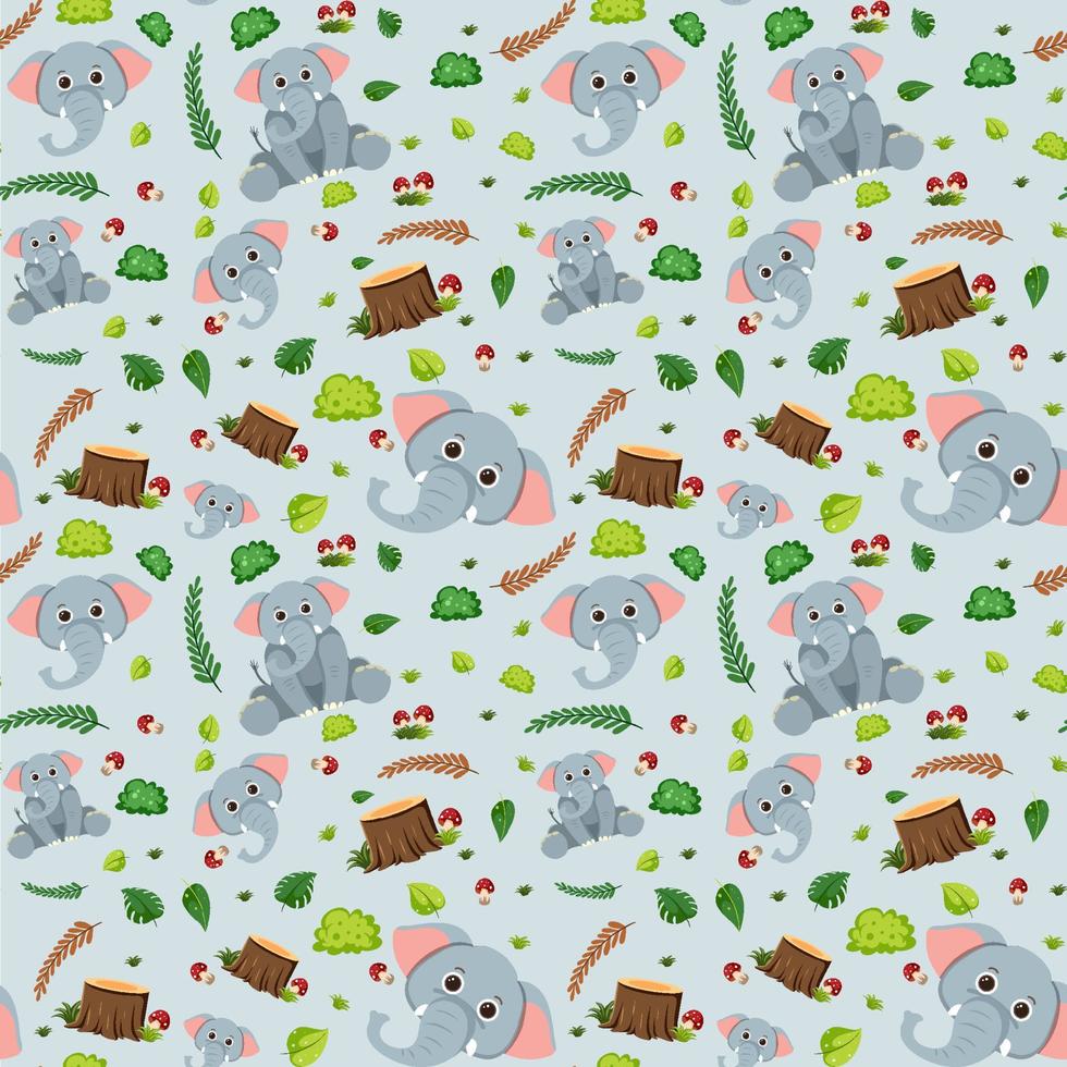 Elephant cute animal seamless pattern vector