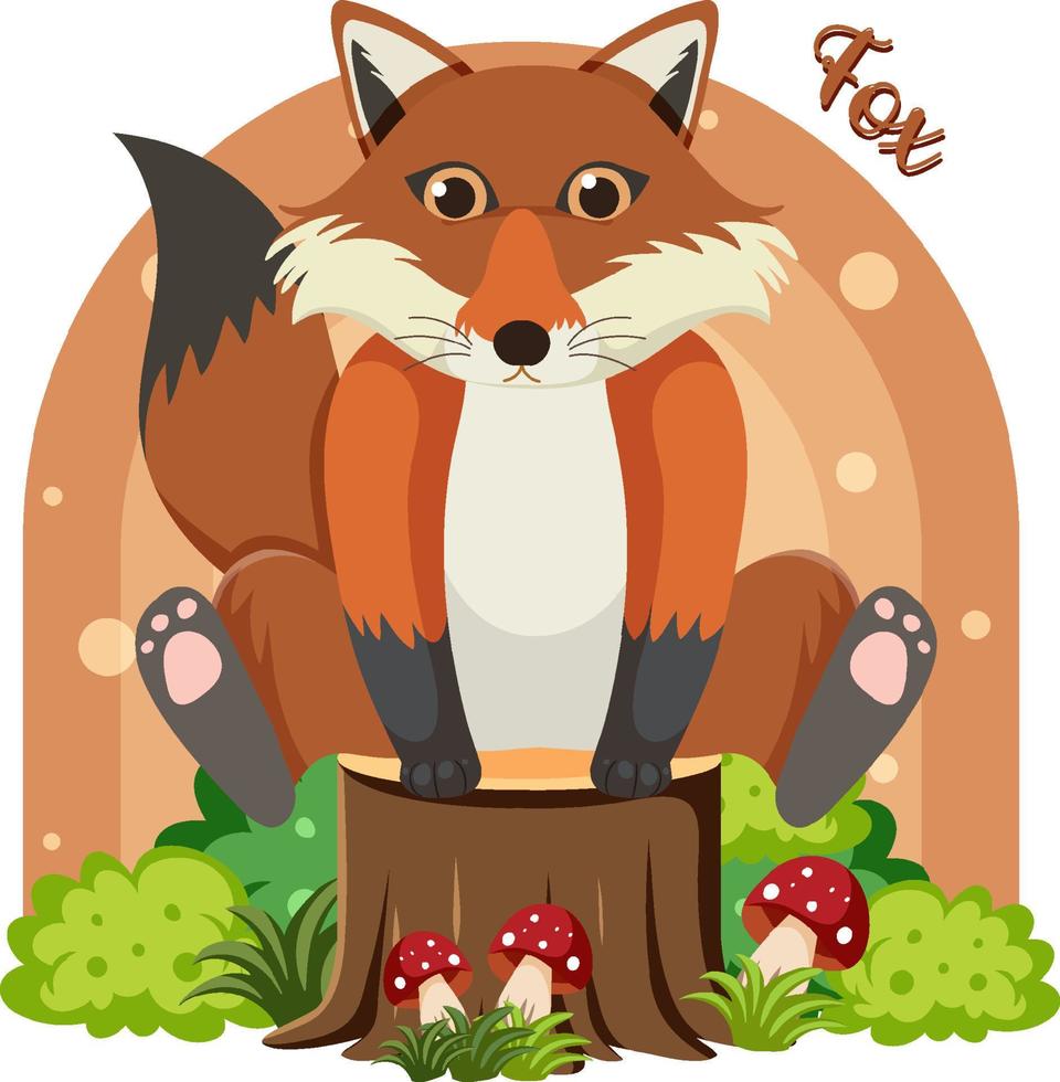 Cute fox in cartoon flat style vector