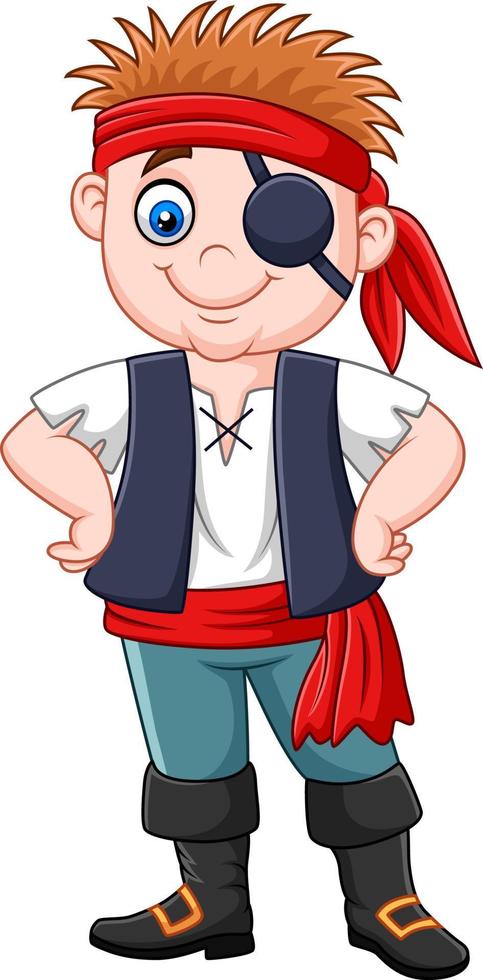 Cartoon funny pirate posing vector
