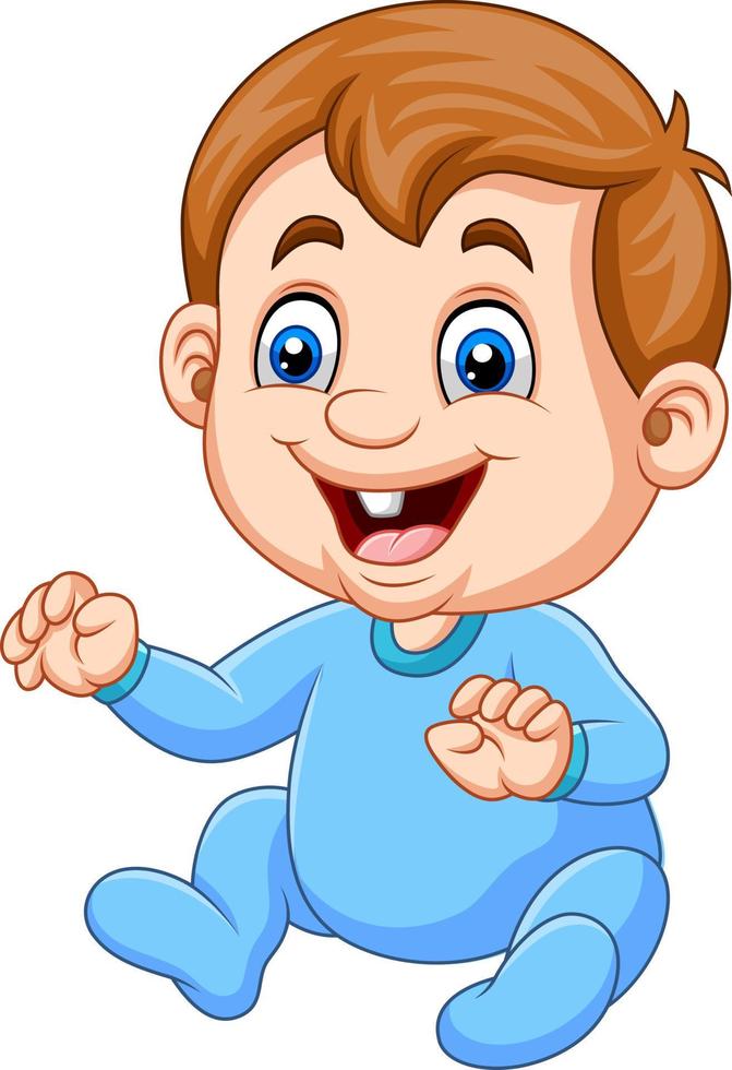 Cartoon baby boy wearing blue pajama vector