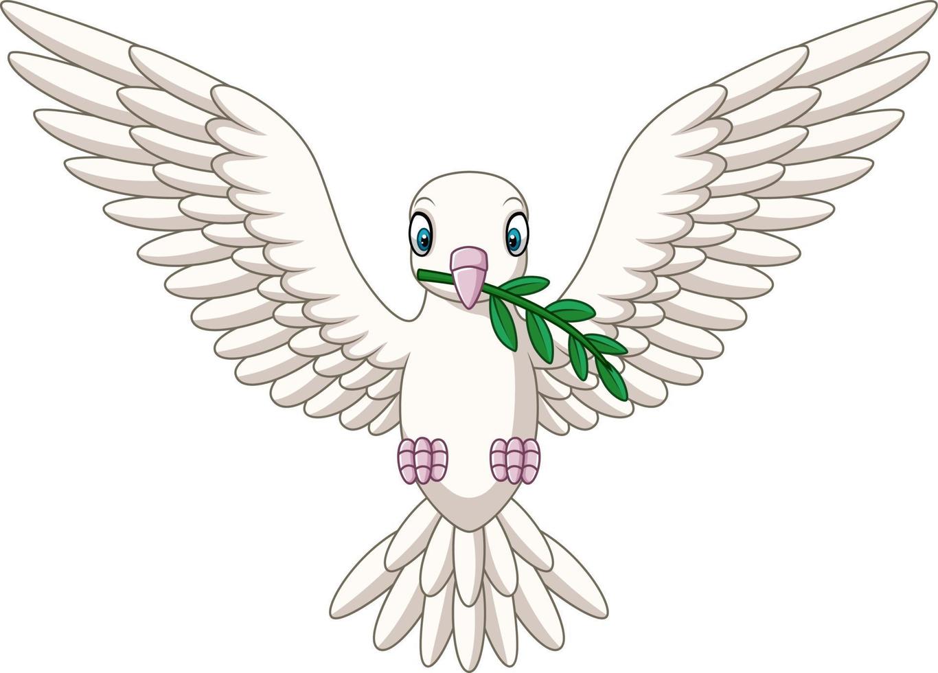 Cartoon dove with an olive branch vector