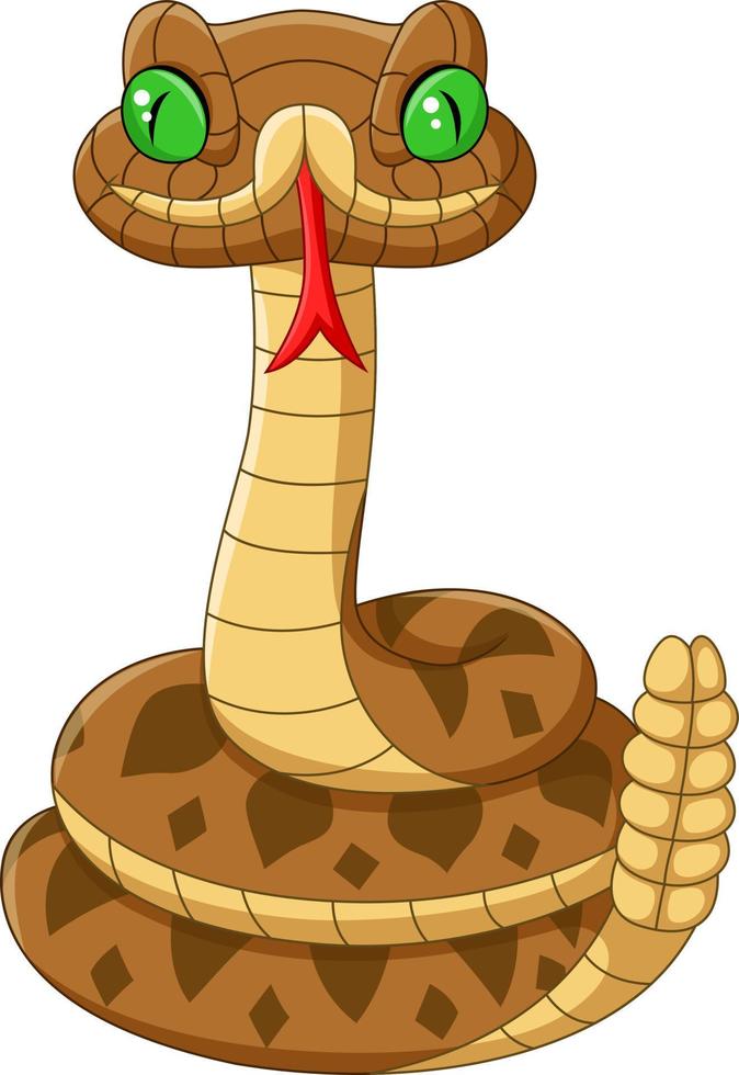 Cartoon brown snake on white background vector
