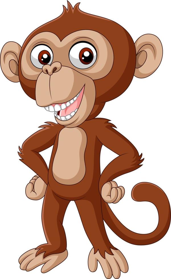 lindo, bebé, chimpancé, caricatura, posar vector