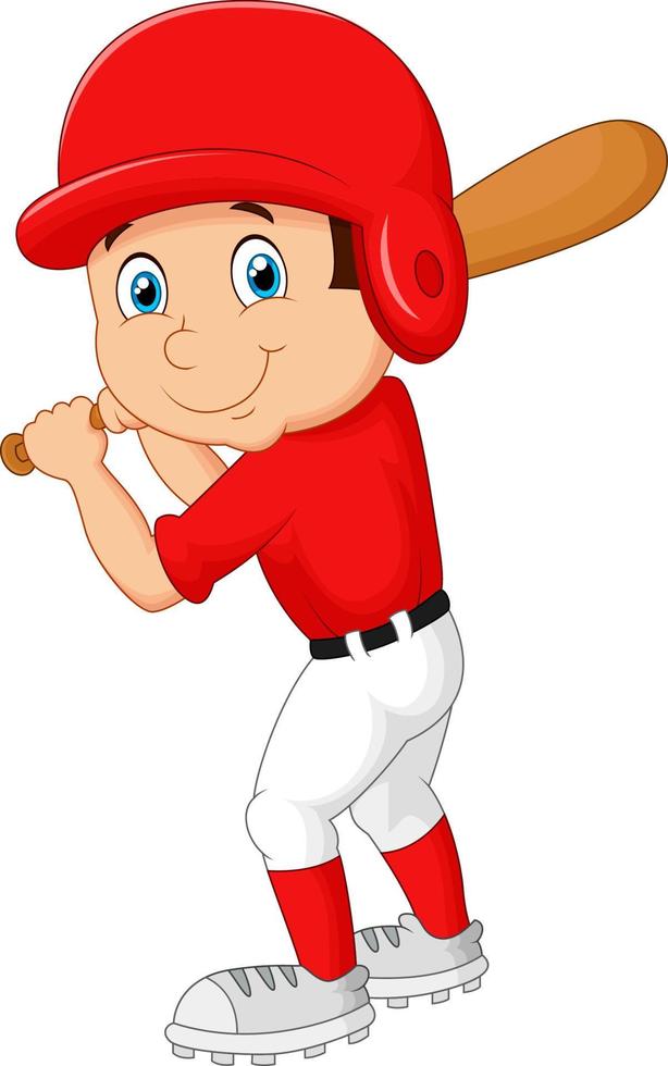 Cartoon boy playing baseball vector