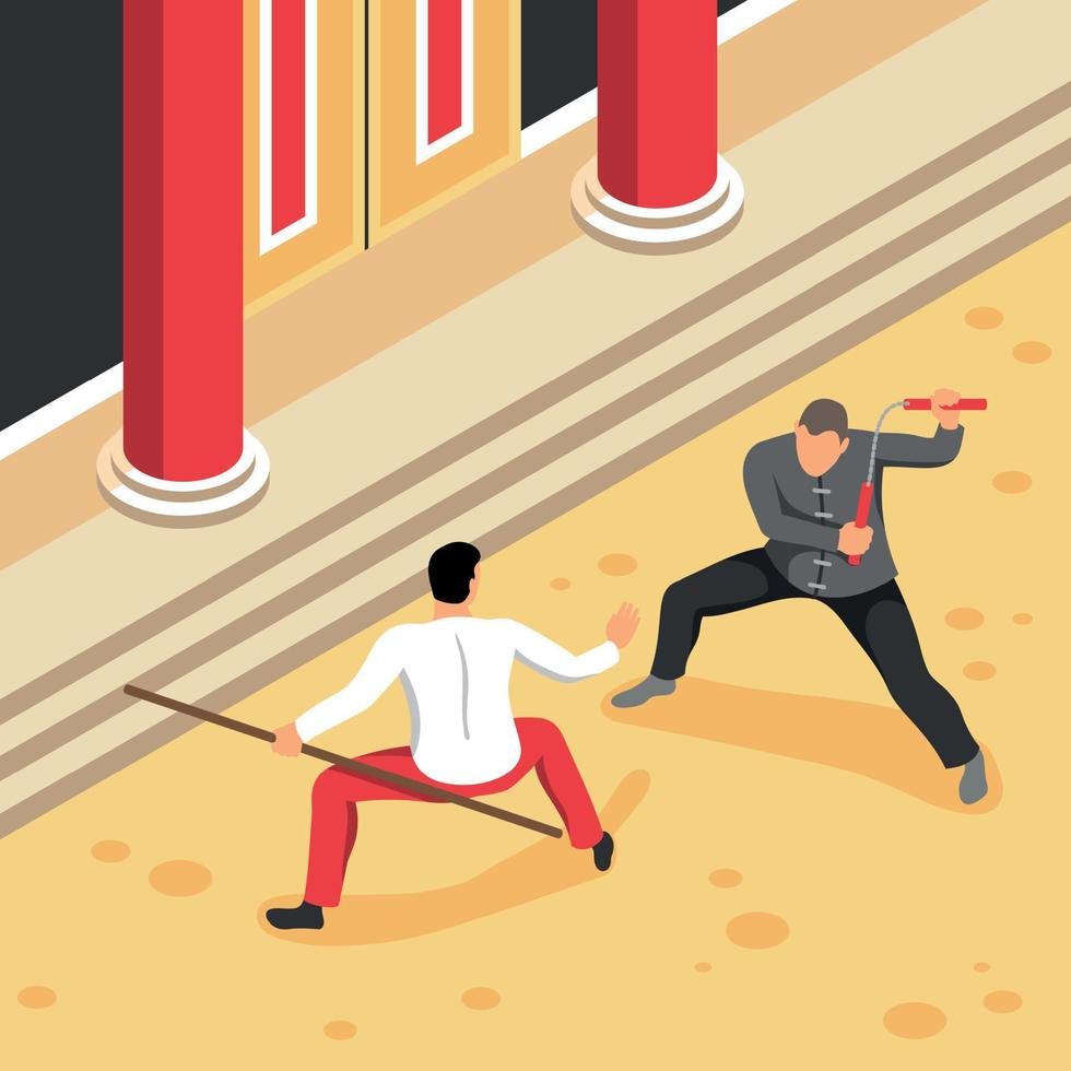 Kung Fu Battle Composition vector