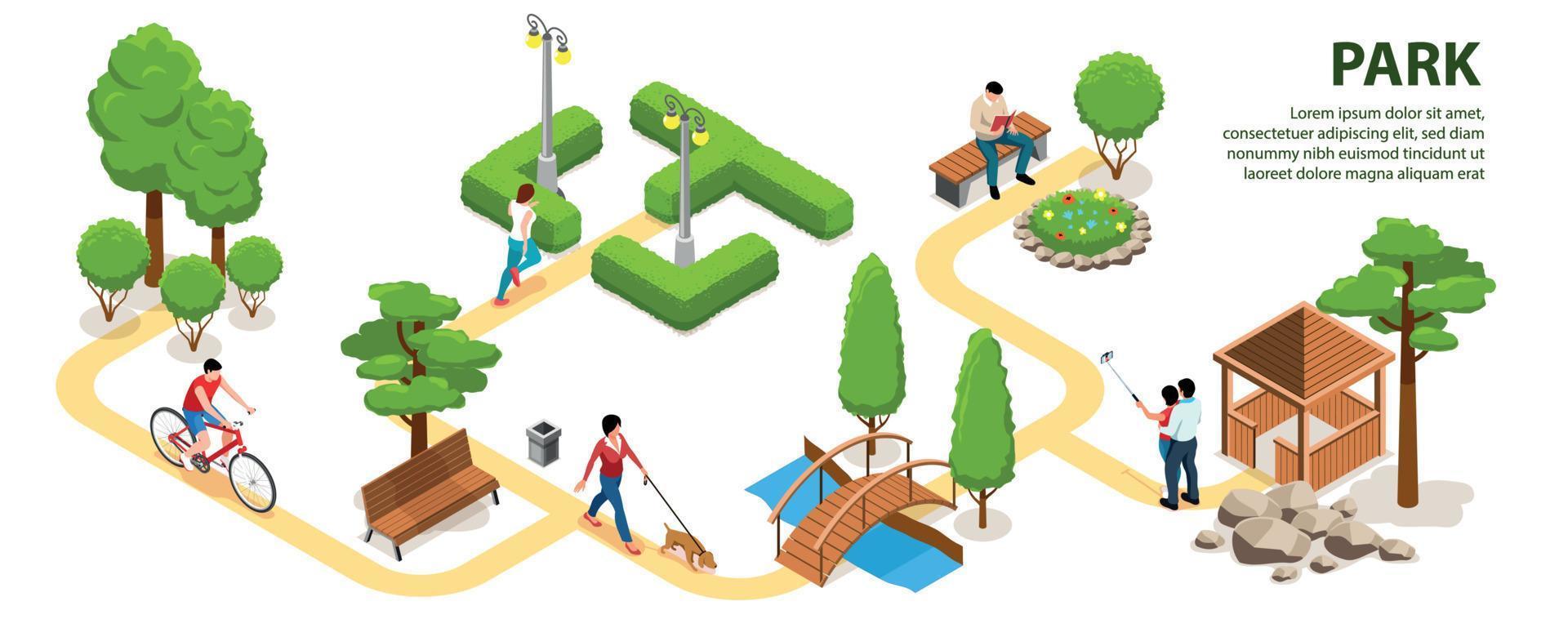 Isometric Park Landscape Concept vector