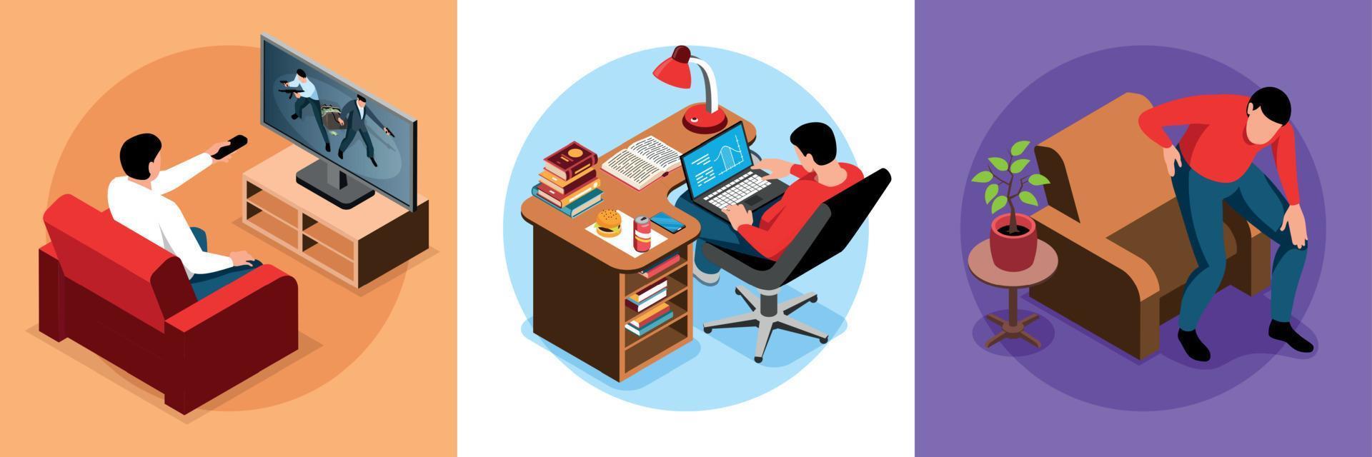 Isometric Sedentary Design Concept vector