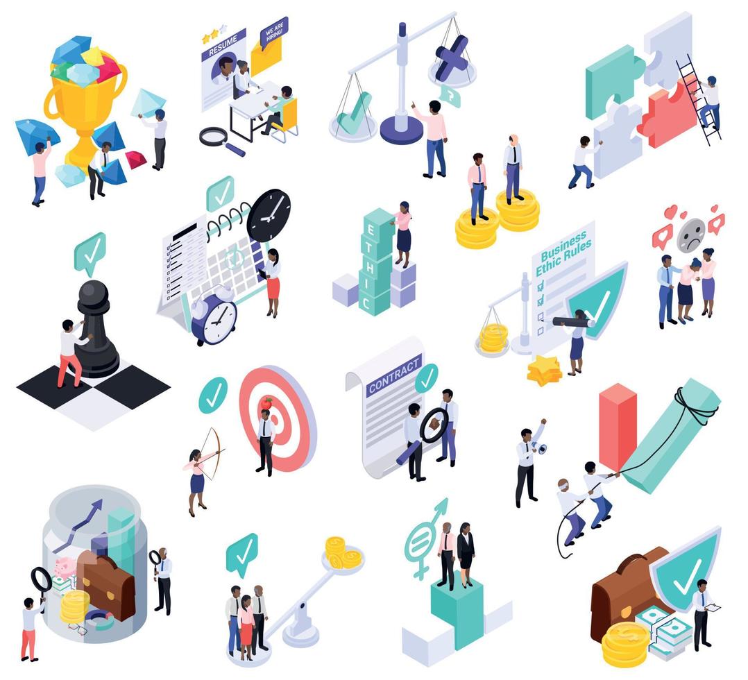 Business Ethics Isometric Set vector