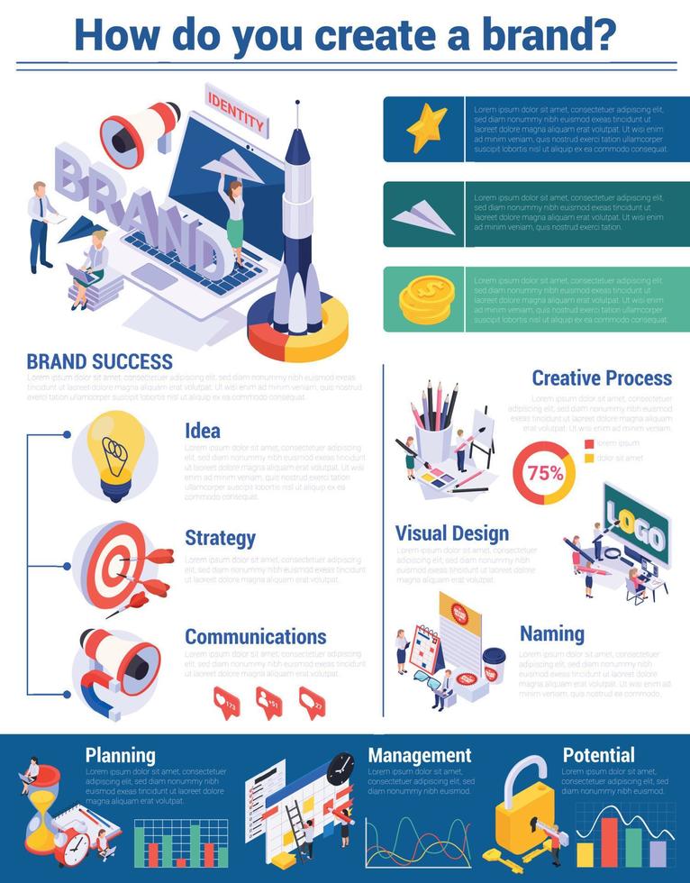 composición de infografías de marca isométrica vector