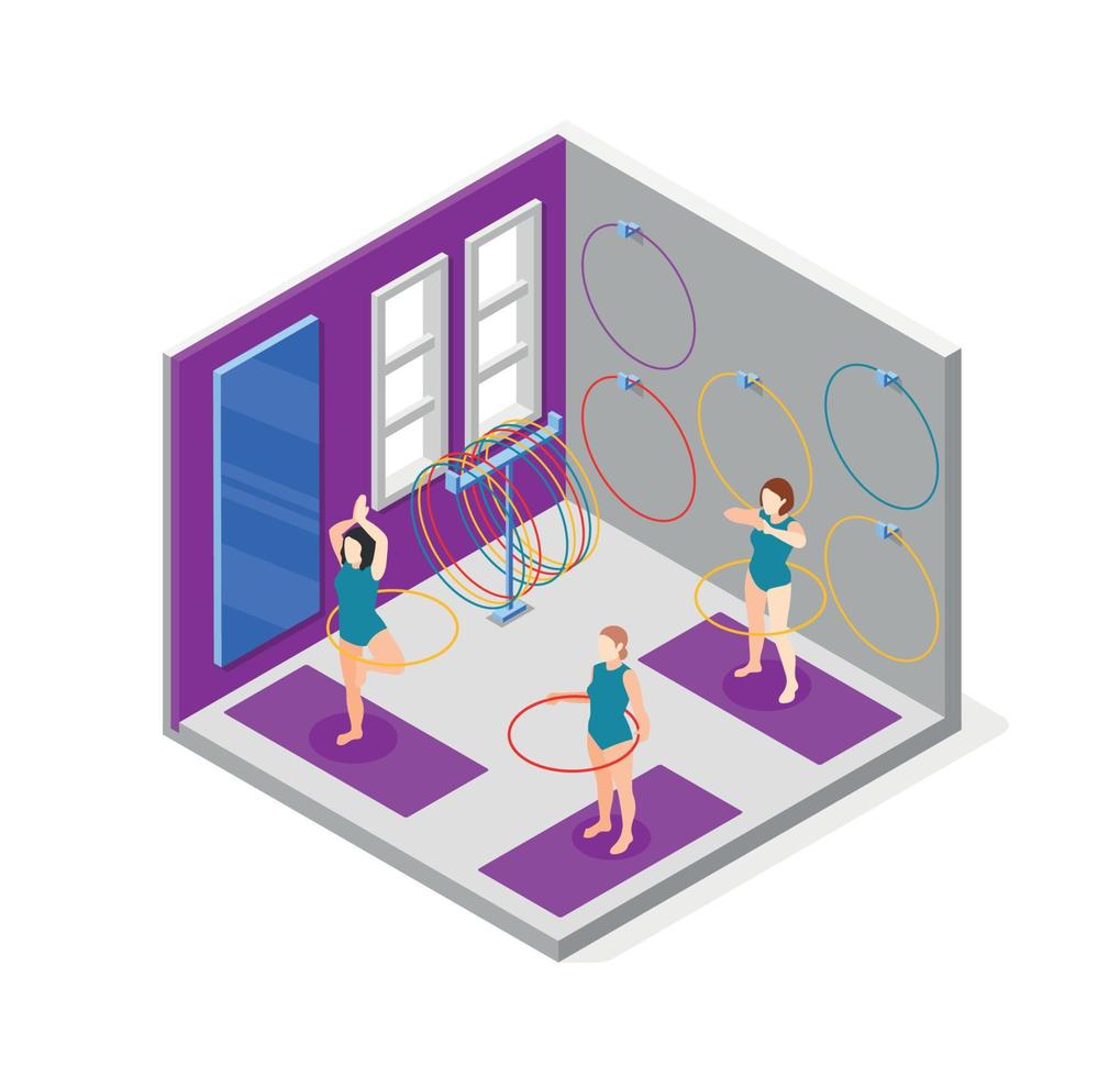 concepto de diseño isométrico de fitness hula hoop vector