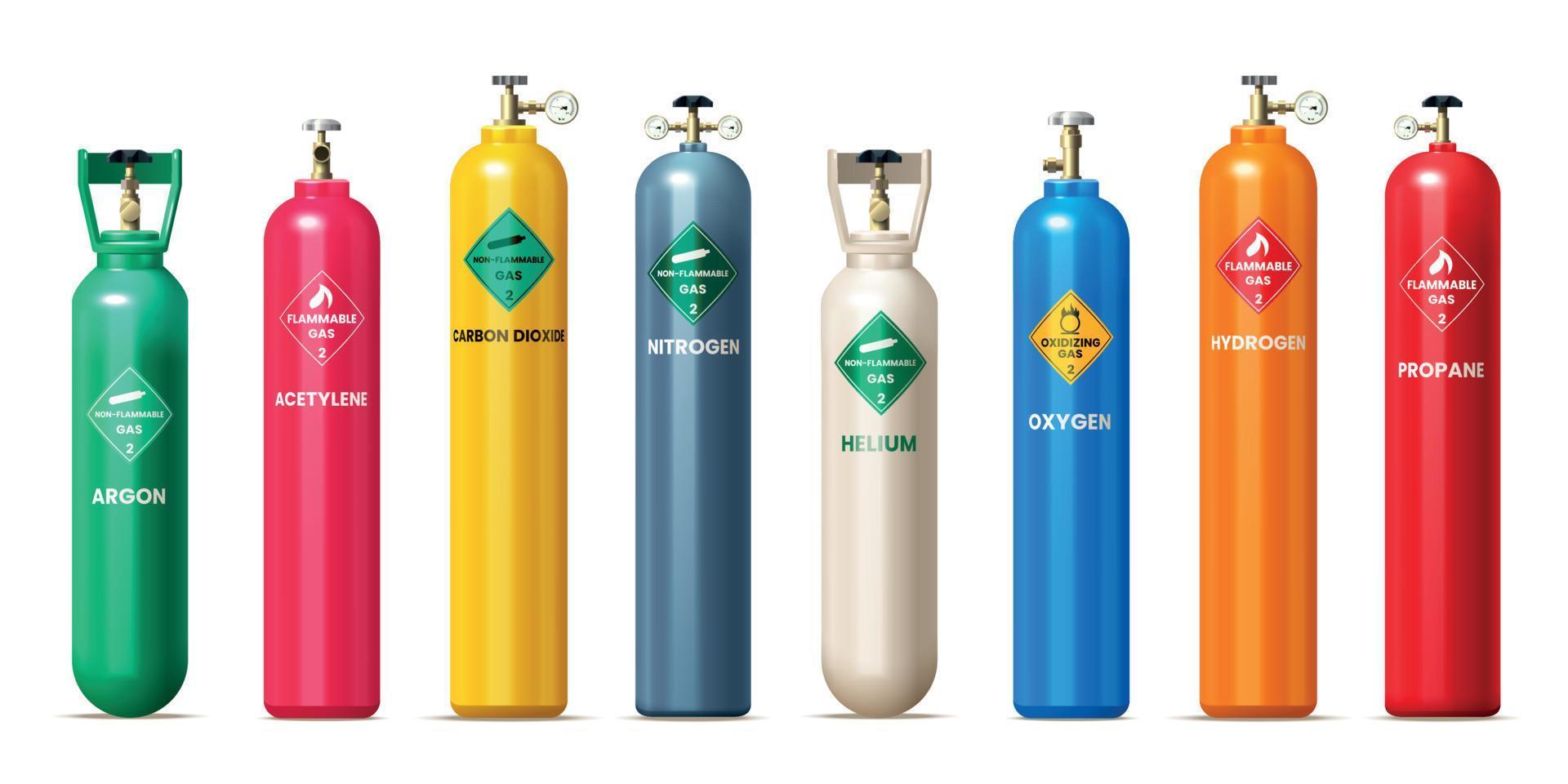 Gas Cylinders Set vector