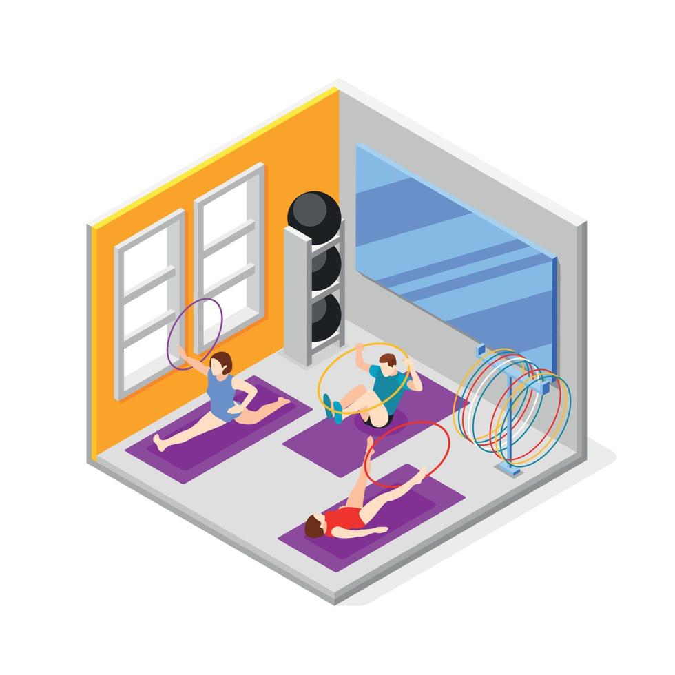 Hula Hoop Fitness Isometric Background vector
