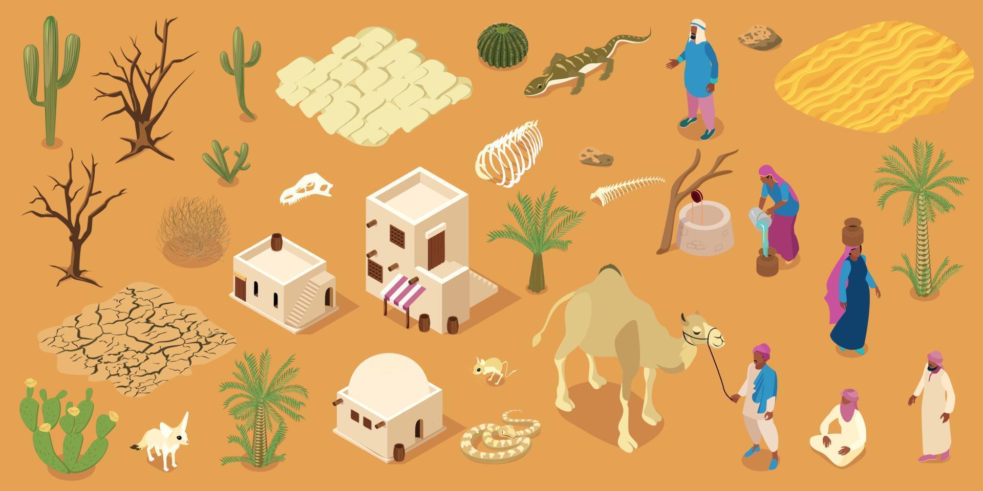 Desert Isometric Horizontal Background vector