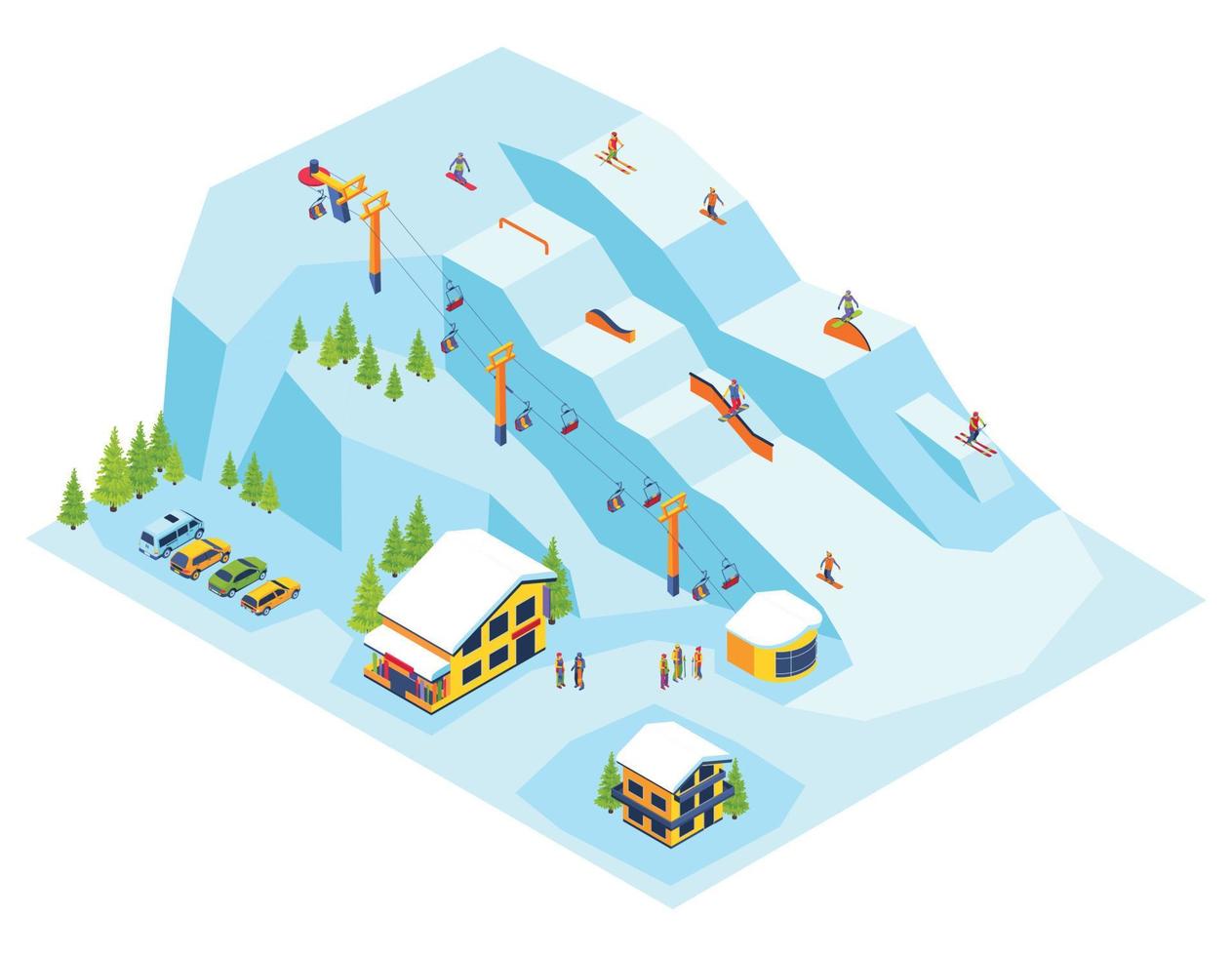 Ski Resort Isometric Vector Illustration