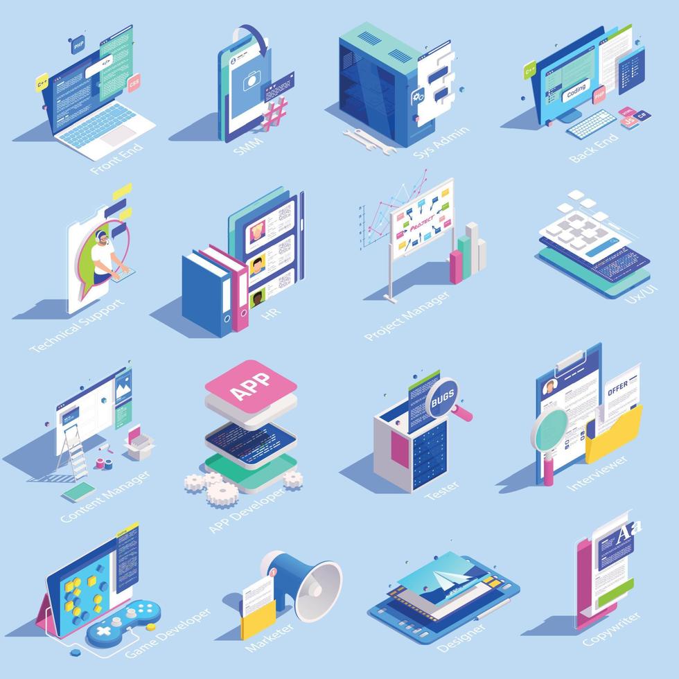 IT Professions Icons Set vector