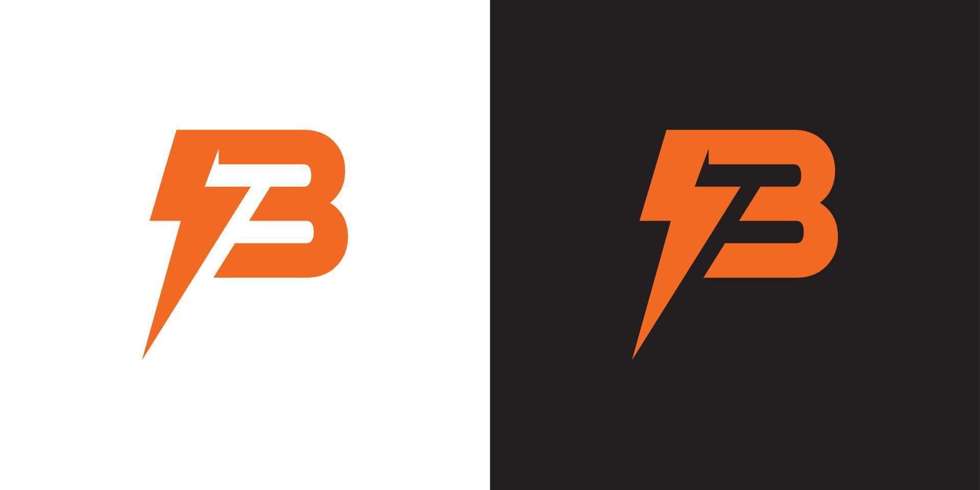 Initial B Letter with Lightning Bolt Logo Vector Design.