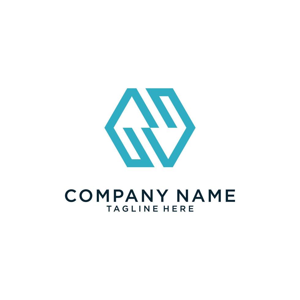 Initial letter N or NN logo design hexagon shape. vector