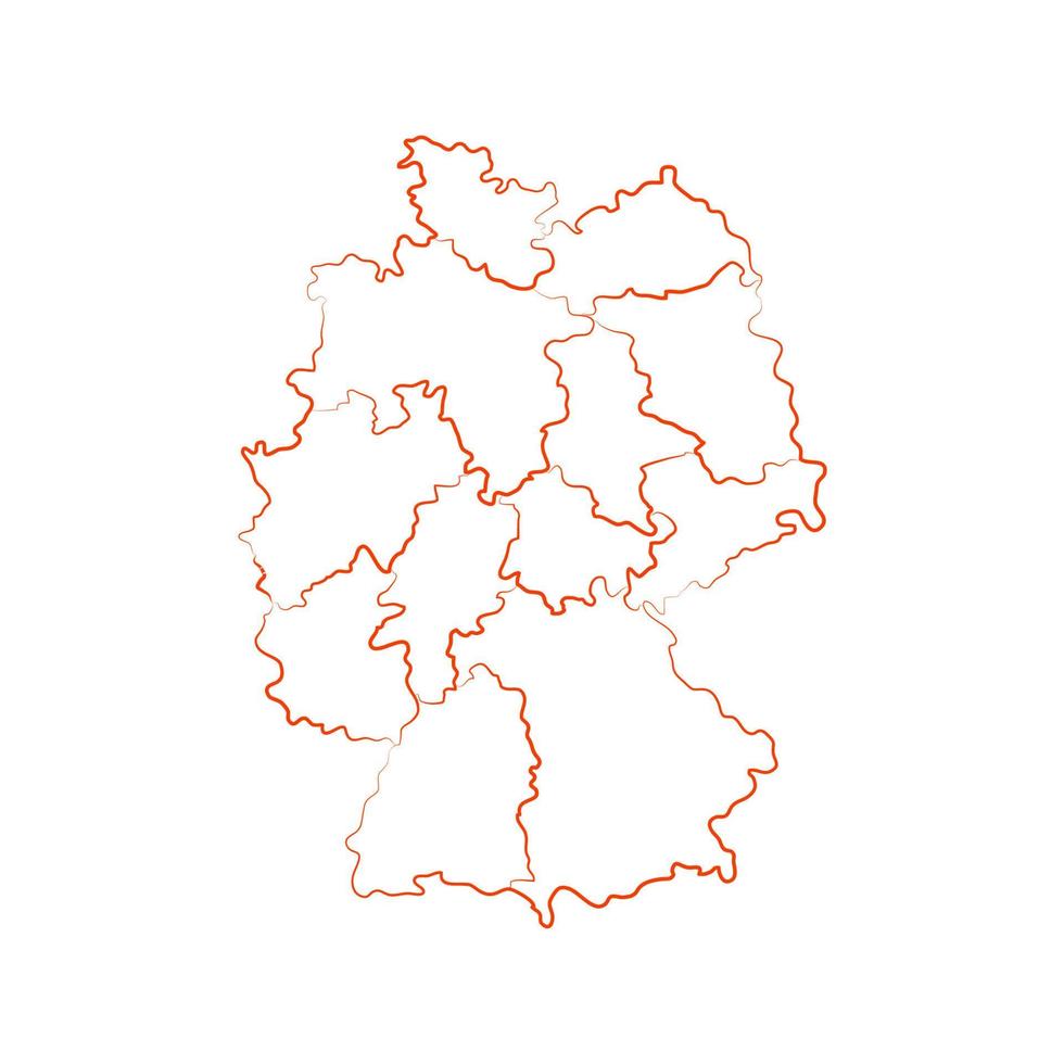 Alemania mapa con regiones sobre un fondo blanco. vector