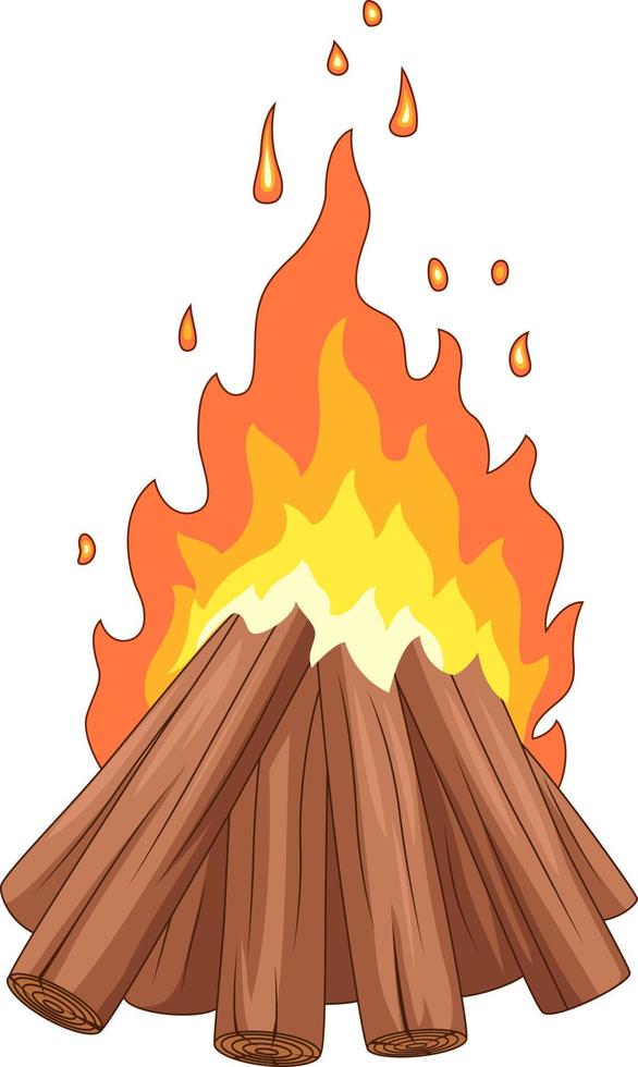 Campfire with woodpile on white background vector