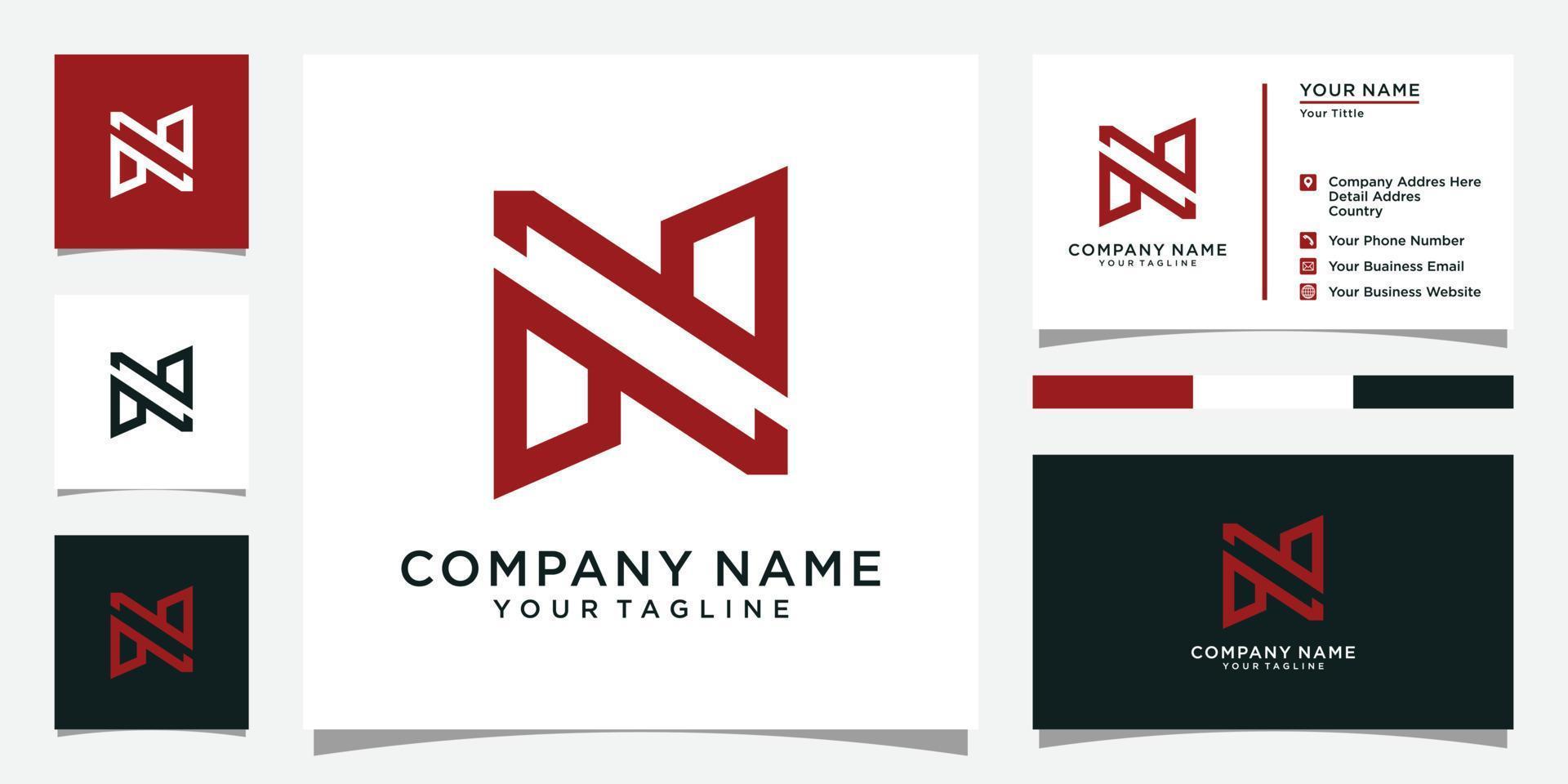 Letter N  monogram logo design vector with business card.