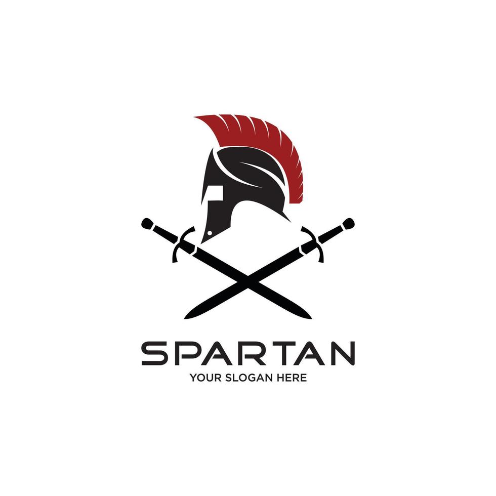 Head spartan logo vector design with sword.