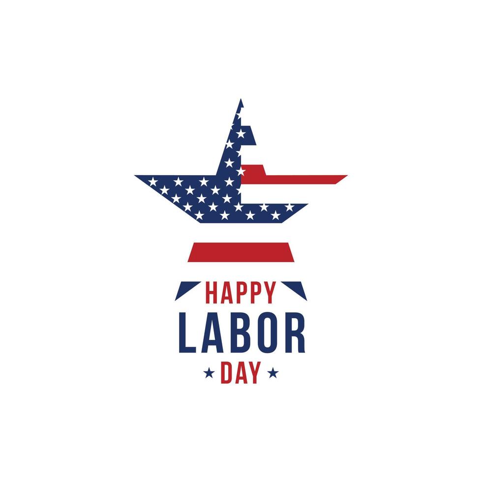 Happy Labor Day vector greeting card or invitation card. Illustration of an American national holiday with a US flag. American labor day.