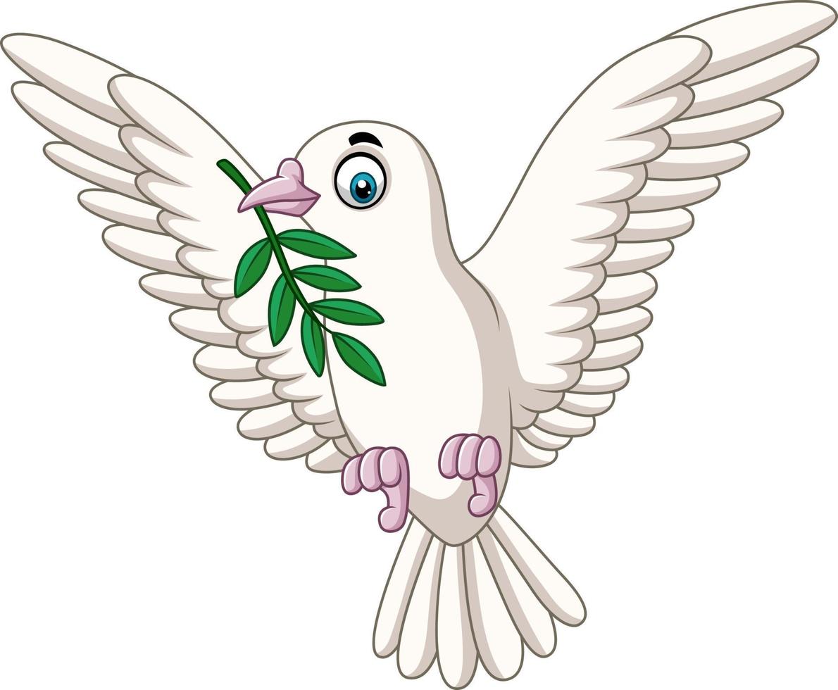 Cartoon dove with an olive branch vector